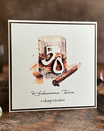 Elegancka kartka urodzinowa dla mężczyzny, personalizowana pamiątka, bh43b, Anna Art and Crafts