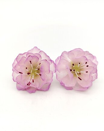 Kolczyki sakura delikatne kwiaty półprzezroczyste handmade stal