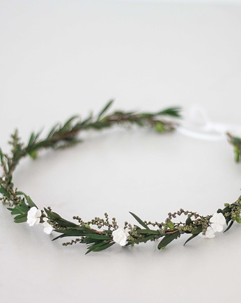 Naturalny wianek stabilizowany białe kwiaty, Lola White