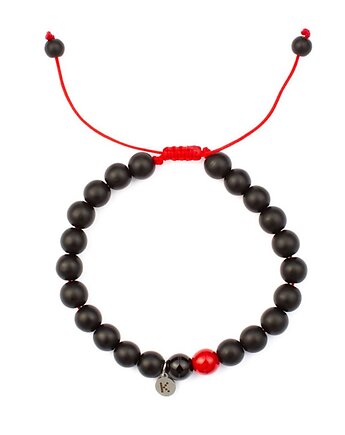 Męska bransoletka na ochronnym czerwonym sznurku, Kulka Bransoletki