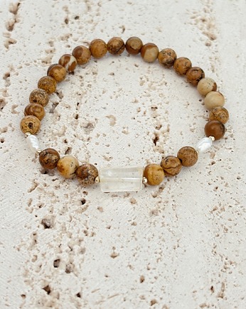 Bransoletka na gumce Jaspis obrazkowy i Cytryn, Chmolowska Jewellery