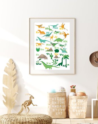 PLAKAT dinozaur  dinozaury alfabet pokój dziecka, black dot studio