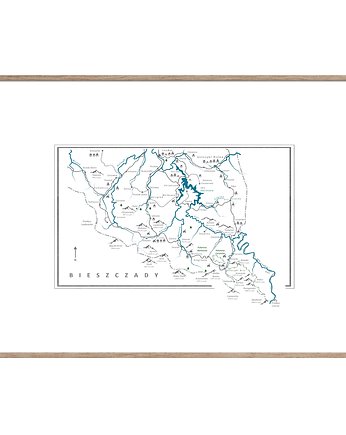 BIESZCZADY mapa plakat grafika, maps by P