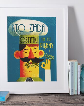 Plakat prl DO KUCHNI 30X40 kucharz co zjada ostatki, polkastudio