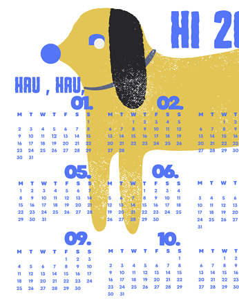 Kalendarz PIES POZIOMY dla dzieci, OKAZJE - Prezent na Baby shower