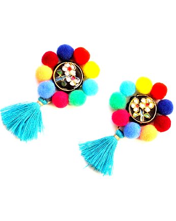 Kolczyki BOHO FLOWERS z pomponami, Sylwia Żak