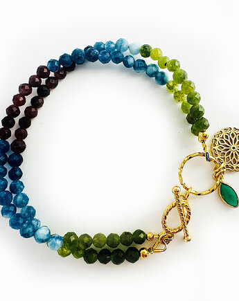 Oriental Aura- TURMALIN Podwójna Bransoletka  niebieski zielony, Anemon Atelier