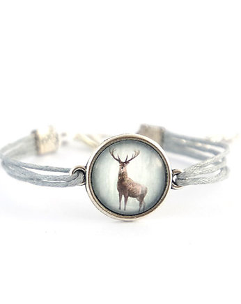 Bransoletka - Jeleń 3 - szara, sznurki, yenoo