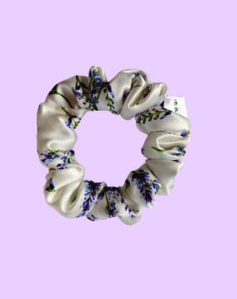 Gumka jedwabna, scrunchie, frotka lawendowe pole MINI, Capillum