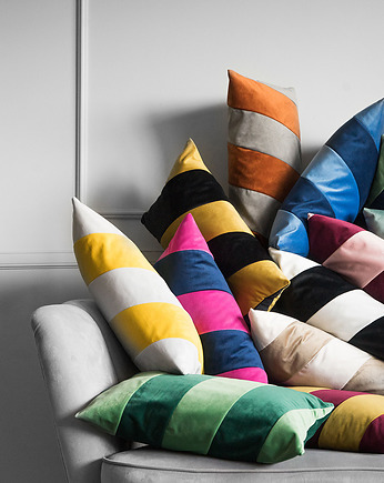 Stripes zielono granatowa poduszka 50x30, Poduszkowcy