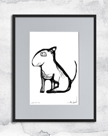 Grafika z ramą - nr 109 - bulterier, Maja Gajewska