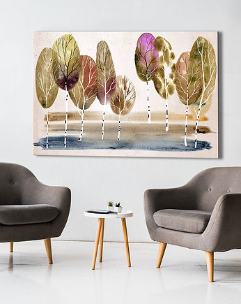 Obraz na płótnie  PEJZAŻ Z DRZEWAMI 120x80cm, LUdesign gallery