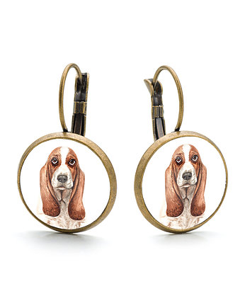 Kolczyki wiszące BASSET HOUND rasowy pies, laluv