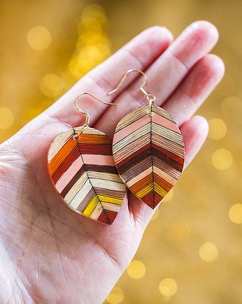 Kolczyki pozłacane Listki w Odcieniach Piasku Sahary, Pintura