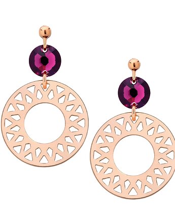 Kolczyki z różowego złota z rozetami i ametystowymi kryształami, SOTHO