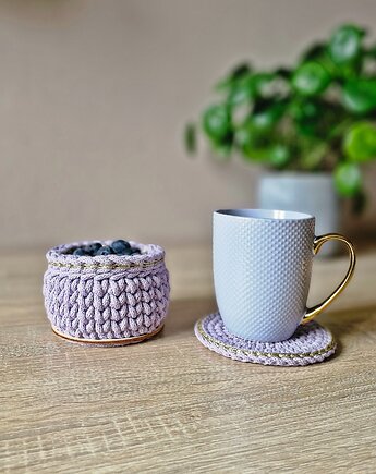 Zestaw prezentowy pod choinkę z kubkiem i podkładką - lila, Damariz