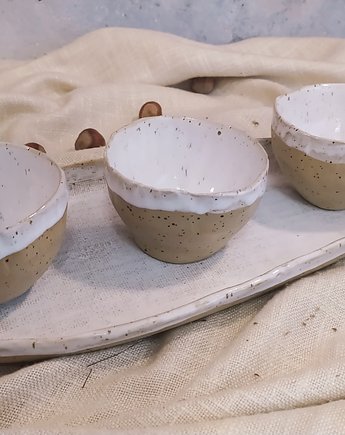 Zestaw ceramiczny do serwowania, patera i 3 miseczki, AM Natural Home
