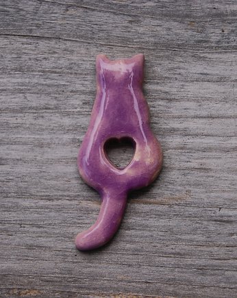 Ceramiczny magnes kot fioletowy, Gliniana Koniczynka
