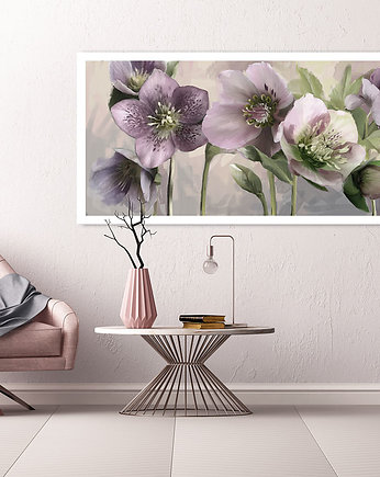 OBRAZ NA PŁÓTNIE -FIOLETOWE  KWIATY 150x60cm, LUdesign gallery