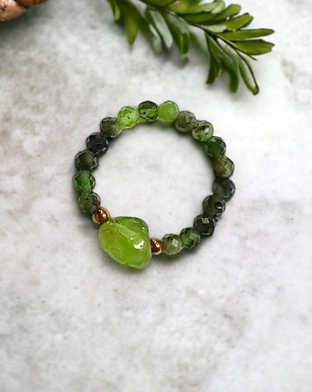 Pierścionek :: nefryt & oliwin, kaktusia