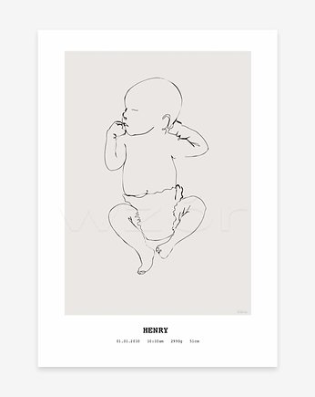 Plakat personalizowany Henry szary, Mango Picture