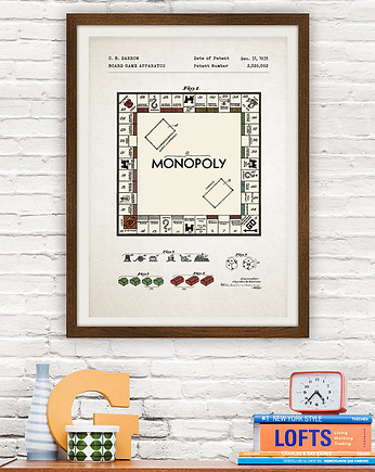 Monopoly gra - patent - plakat 50x70 cm, minimalmill