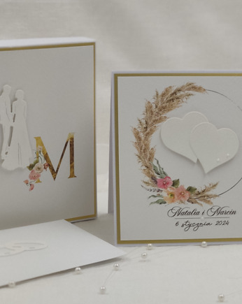 Kartka ślubna w pudełku z inicjałami Młodej Pary, WB 3A, Anna Art and Crafts