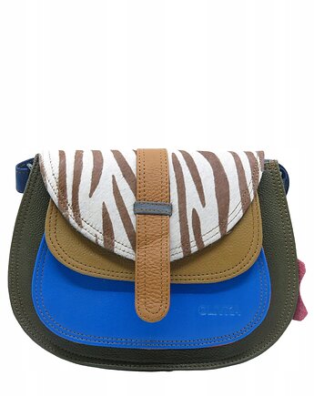 Torebka ze skrawków skóry naturalnej na ramię pojemna kolorowa OLIVKA, Olivka Warsaw