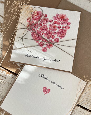 Wyjątkowa ręcznie robiona kartka prezent na walentynki, walentynkowa - walent, sorte