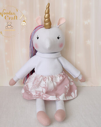 Jednorożec Cleo, przytulanka ręcznie szyta, prezent GOTOWY, Lulaczkowo