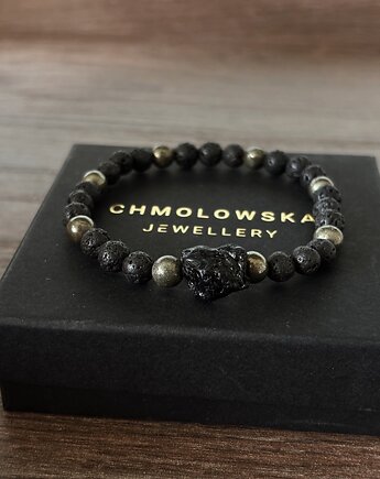 Bransoletka Męska Piryt i Lawa, Chmolowska Jewellery