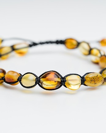 Bransoletka męska z bursztynu bałtyckiego typu makrama