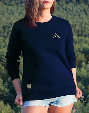 Bluza damska bez kaptura crewneck z haftem SZCZYT granatowa, Szwendam sie