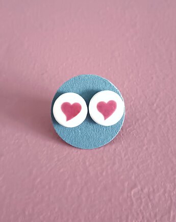 Kolczyki ceramiczne serduszka, biżuteria z talerzy