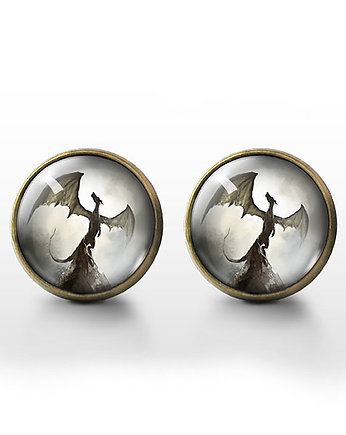 Kolczyki sztyfty - Smok cienia - brąz, yenoo