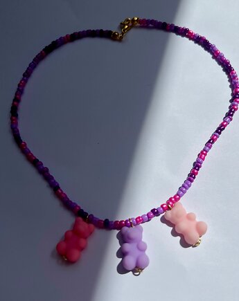 Fioletowy choker z misiaki, Luna by Sisters