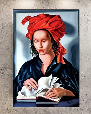 MĄDROŚĆ 90x60 cm KOPIA OBRAZU TAMARY ŁEMPICKIEJ  DE LEMPICKA, monart gallery