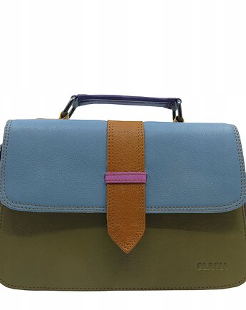 Torebka skórzana do ręki i na ramię, regulowany pasek, kolorowa eko OLIVKA, Olivka Warsaw