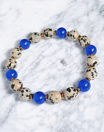 JASPER collection : bransoletka na gumce : jaspis & jadeit niebieski, kaktusia