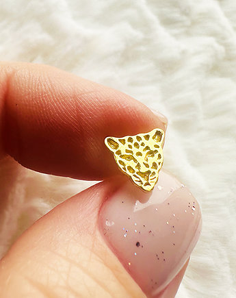 Kolczyki złote Lamparty, sztyfty głowa lamparta, puma, Anemon Atelier