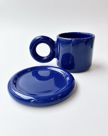 Kubek Cobalt /300ml/ze spodkiem.  Z serii Good Vibes, Handverk