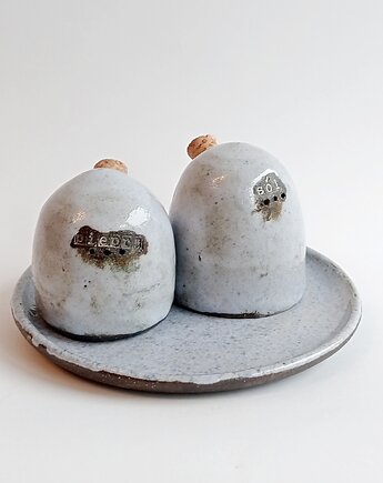 Zestaw solniczka i pieprzniczka niebieska, Dobrocie ceramika