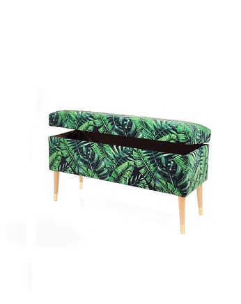 Pufa ławka ze schowkiem  kufer MAXI   Tropikalne liście, Bench Decor