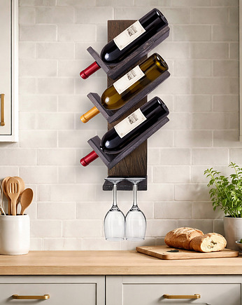 Drewniany Wieszak ścienny John Paddle na Wino i Kieliszki Braun Prawy, John Paddle