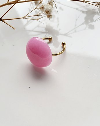 Pierścionek szczęścia i zadowolenia z różowym jadeitem, Mia Mondo