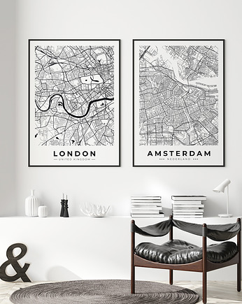 Zestaw plakatów-map Londyn Amsterdam, HOG STUDIO