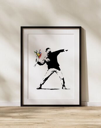 PLAKAT Banksy miotacz kwiatów graffiti poster sztuka uliczna, black dot studio