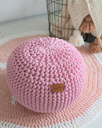 Pufa różowa bawełniana okrągła handmade, Made of Weaves