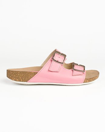 KLAPKI NA KORKOWEJ PODESZWIE - SKÓRA NATURALNA - MODEL 340 - KOLOR LANDRYNKA, Zapato