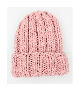 Czapka  beanie z wełną pudrowy róż
